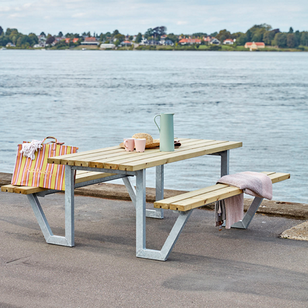 Picknicktisch, Gartentisch, Gartenmöbel  WEGA - 177cm - 6 bis 8 Plätze - Farbe natur