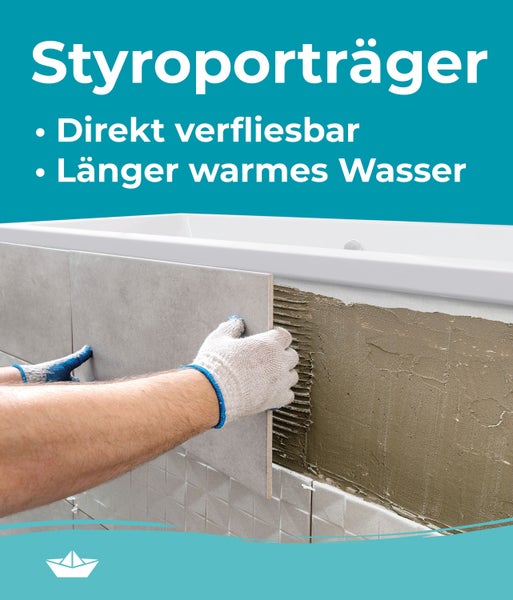 Calmwaters® Acryl Premium Badewanne Komplettset 200x90 cm - Made in EU - mit Wannenträger & Ablaufgarnitur - Duo-Badewanne 2 Personen