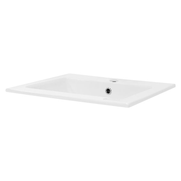 ML-Design Waschbecken aus Keramik Weiß 52,5x21x45 cm Eckig, Einbauwaschbecken mit Hahnloch und Überlauf, Aufsatzwaschbecken Einbauwaschtisch Waschschale Waschplatz Handwaschbecken, für das Badezimmer