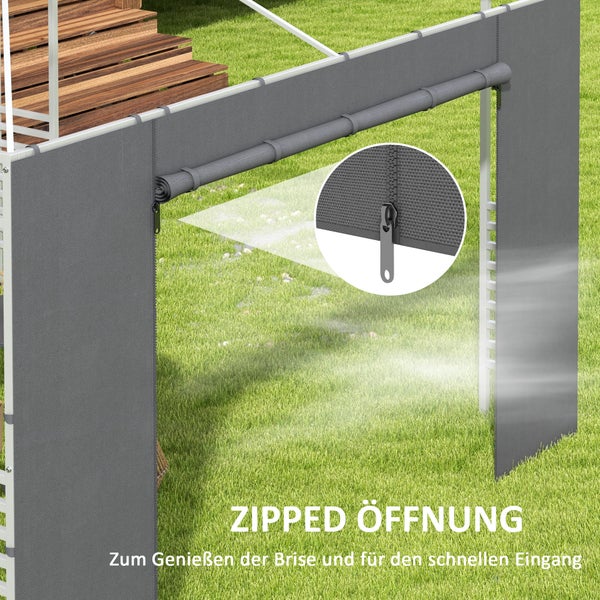 Outsunny Seitenteile für 2,95x2,95 m Pavillon, mit Netzfenster Haken, 300 x 200 cm, Polyester, Dunkelgrau