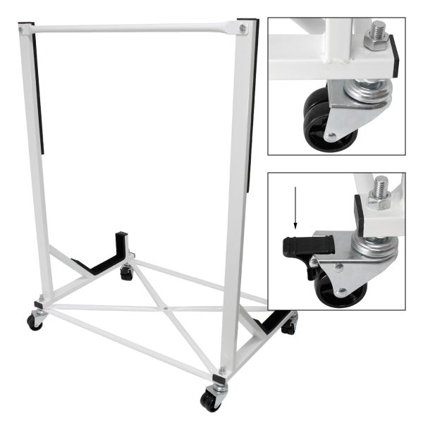 ECD Germany Hardtopständer mit 4 feststellbaren Rädern inkl. Bezug - Weiß - aus pulverbeschichtetem Stahl - Hardtop Ständer Hardtophalter Aufbewahrung Trolley Hülle Abdeckhaube Schutzbezug Cover