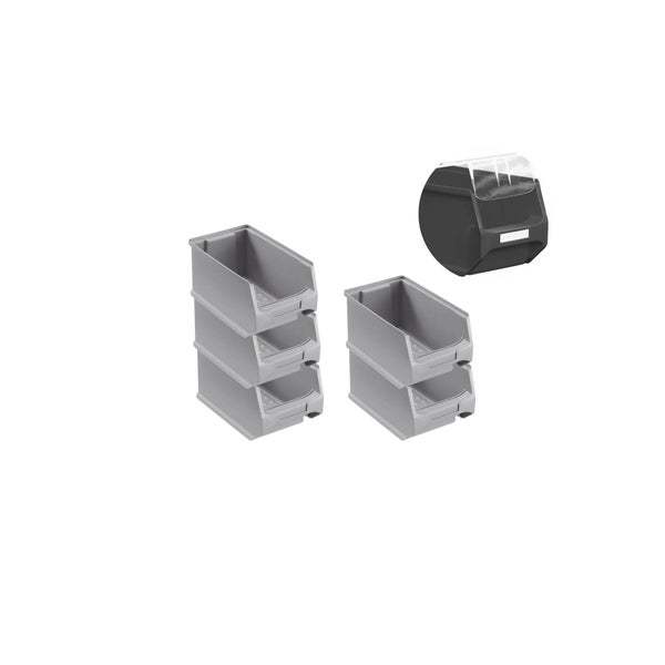 PROREGAL SparSet 5 x Graue Sichtlagerbox 3.0 Mit Abdeckung HxBxT 12,5 x 14,5 x 23,5 cm 2,8 Liter Sichtlagerbehälter Sichtlagerkasten