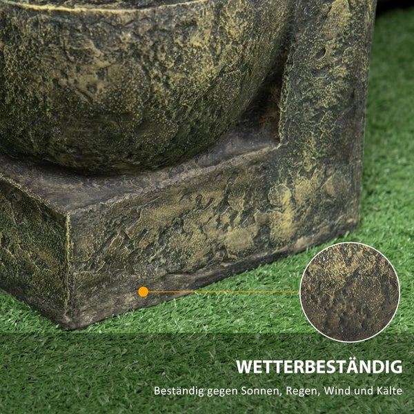 Outsunny Gartenbrunnen, Springbrunnen mit Einstellbarer Strömung, 25L x 24B x 60H cm, Kunstharz, Schwarz