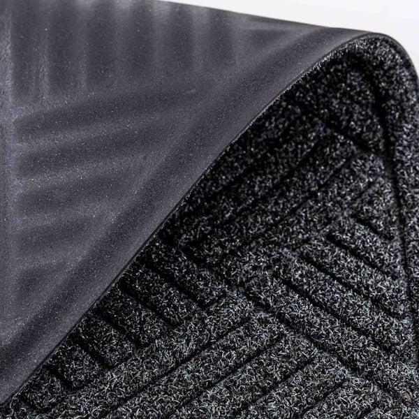 Detailansicht einer Fußmatte mit Rückenbeschichtung und Muster