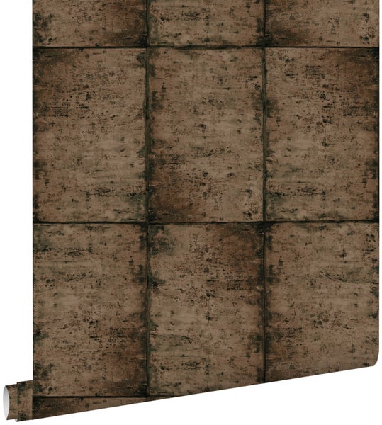 ESTAhome Tapete Zinkplatten Graubraun - 53 cm x 10.05 m - 138881