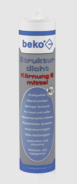 Beko Struktur Dicht Acryl weiß 310 ml strukturiert, Körnung 2 mittel - 1 Tube