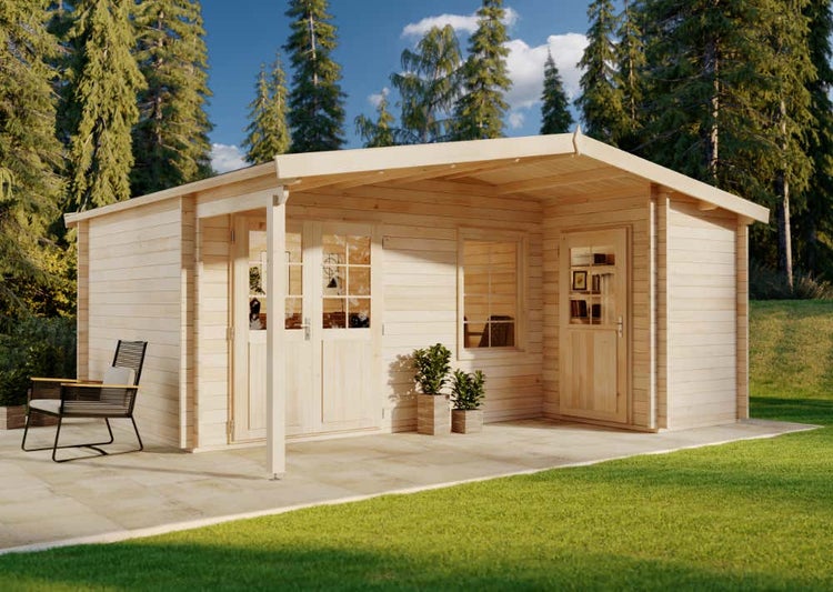 Alpholz Gartenhaus Nordkapp-40 B aus Massiv-holz, Gerätehaus mit 40 mm Wandstärke, Garten Holzhaus inklusive Montagematerial, Geräteschuppen Größe: 538 x 448 cm| Satteldach