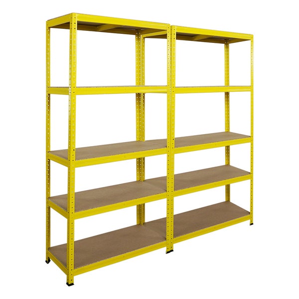 PROREGAL Mega Deal 2x Schwerlastregal YELLOW BEE, HxBxT 180x90x40cm, Fachlast 175kg, 5 Ebenen, Gelb, Kellerregal, Steckregal, Garagenregal, Lagerregal