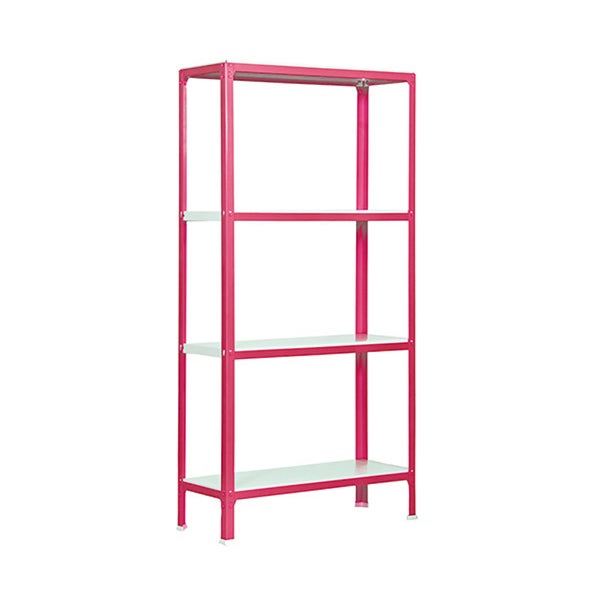 PROREGAL Wohnregal Living Koala Metal mit 4 Fachböden HxBxT 160 x 80 x 40 cm Fachlast 150 kg Rosa/Weiß