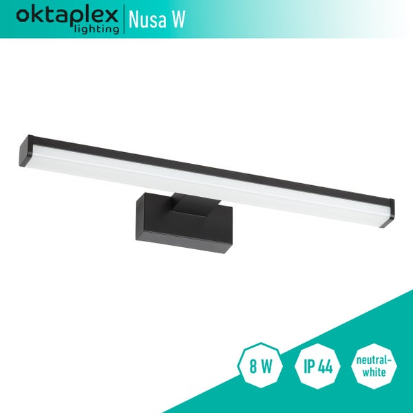 LED Spiegelleuchte 4000K Wandmontage Schwarz 8W 570lm Minimalistisch Badlampe 40cm Neutralweiß Badezimmerlampe Schminklicht