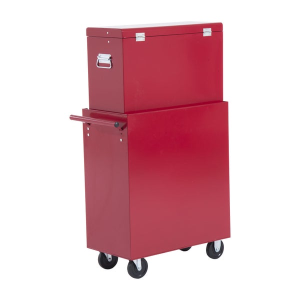 HOMCOM, Fahrbarer Werkzeugwagen, Werkstattwagen, 61,5L x 33B x 113H cm, Stahl, Rot