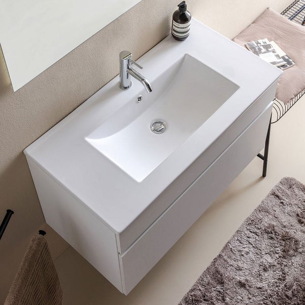 Unterschrank, Waschtisch und LED Lichtspiegel, 90x46cm | Sole