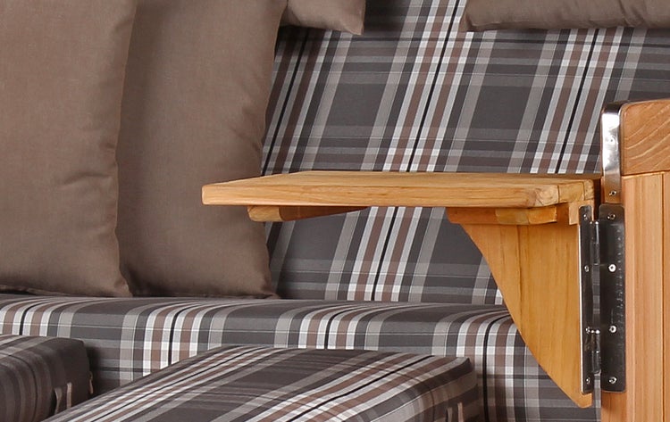 Strandkorb Westerland Teak Bullauge PE grey Dessin 522