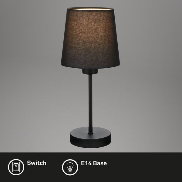 Tischleuchte Tischlampe 1xE14 Stoffschirm schwarz 25W Kabelschalter Briloner