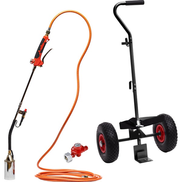 ROTHENBERGER Industrial 2teiliger Anwärmbrenner ECO Piezo & Flaschentransportwagen im Set – 1500005295