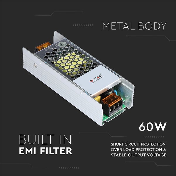 60 Watt Stromversorgung mit Metallgehäuse und integriertem EMV-Filter