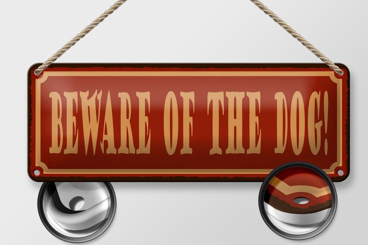 Blechschild Spruch 27x10cm beware of the dog Vorsicht Hund Dekoration