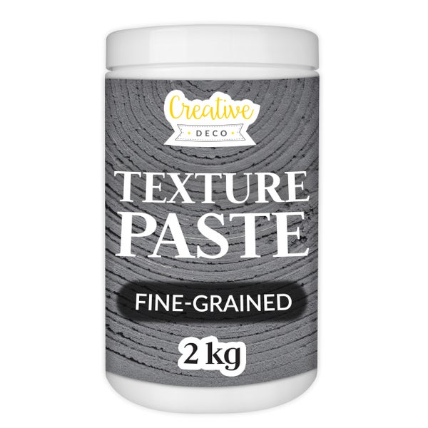 Creative Deco Strukturpaste Feinkörnig 2 kg Dunkelgraue Spachtelmasse für Acrylmalerei