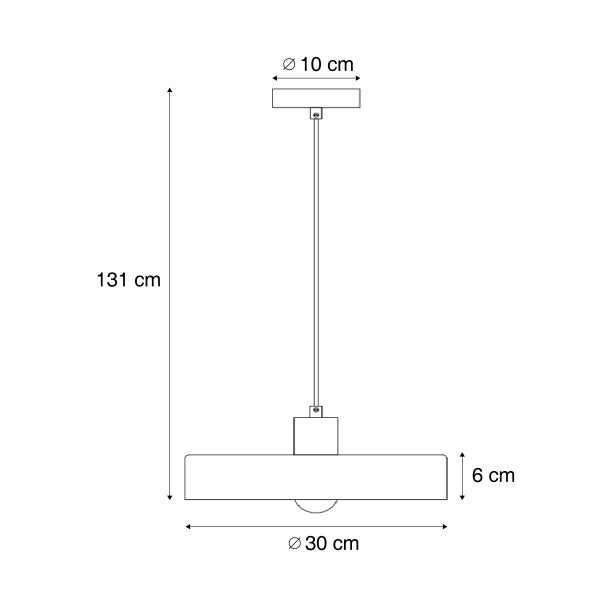Technische Zeichnung einer Pendelleuchte mit Maßangaben