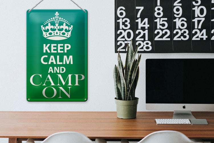 Blechschild Spruch 20x30cm Keep Calm and camp on Camping