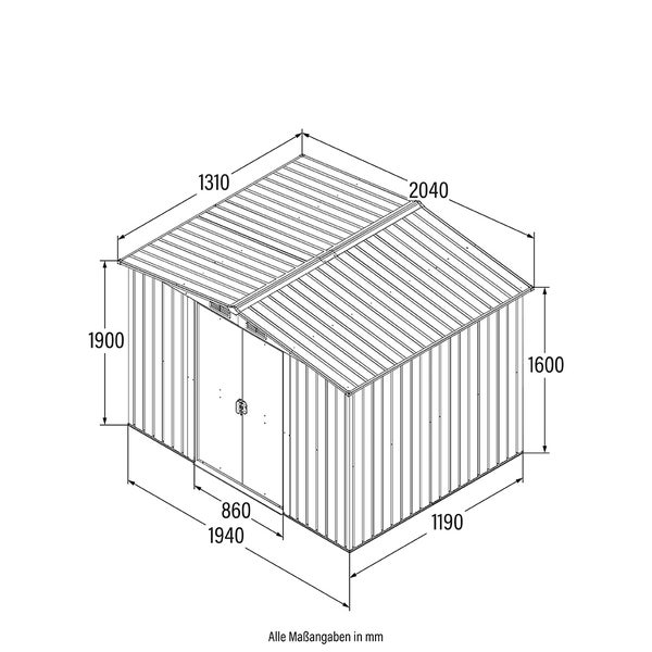 Home Deluxe - Geräteschuppen BOHIO - Größe: L - Maße 204 x 131 x 190 cm , Raumfläche 2,5 m², inkl. Fundament I Gerätehaus Gartenschuppen Gartenschrank