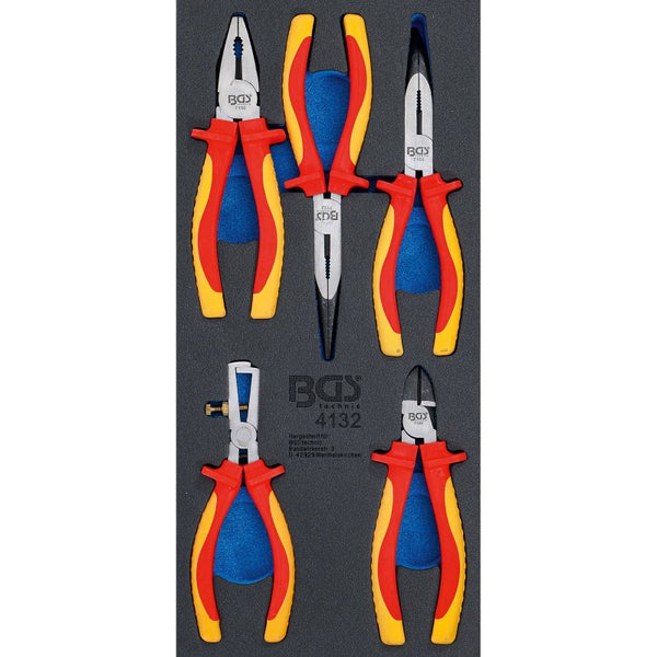 BGS technic Zangensatz mit verschiedenen Zangen in einer Werkzeugablage