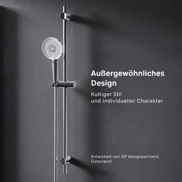 Duschset mit Handbrause und Brausestange aus Metall mit Wandbefestigung und verstellbarem Gleiter