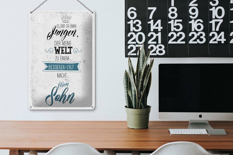 Blechschild Spruch Sohn meine Welt wird besser 20x30cm