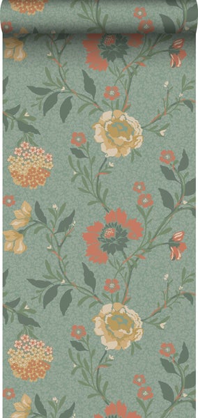 Duro Tapete Blumen Grün - 53 cm x 10.05 m - 661165