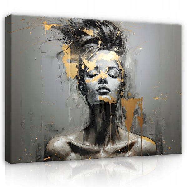 Leinwandbild Frau Abstrakt gold Bilder Modern Wohnzimmer 120X80 cm