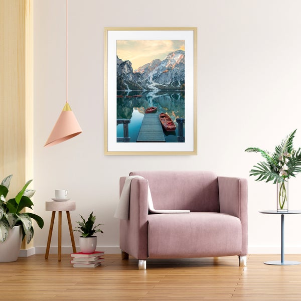 Queence Bilderrahmen | Echtholz | Holzrahmen | Acrylglas XT | Kristallklar | Bruchsicher | Minimalistisch | Design (40x50 cm, Natur, Hellbraun, Beige)