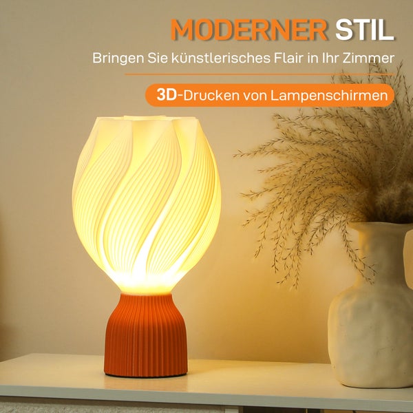Tischleuchte mit 3D-gedrucktem Lampenschirm und modernem Design