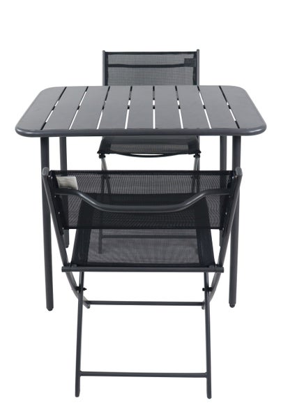 Gartentischgruppe mit Tisch und zwei Stühlen