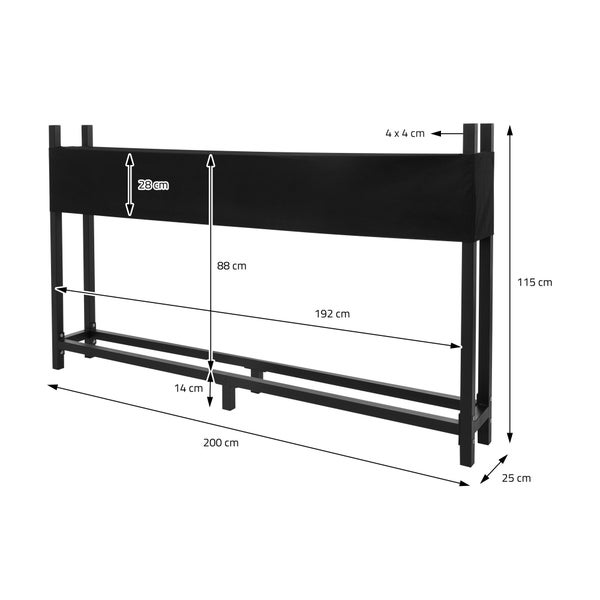 ML-Design Metall Kaminholzregal mit Abdeckung 200x25x115 cm Anthrazit Stahl, Stapelhilfe Außen mit Schutzhülle, Garten Kaminholzunterstand 0,8m³/1,3 SRM, Feuerholzregal Brennholzregal Kaminholzständer