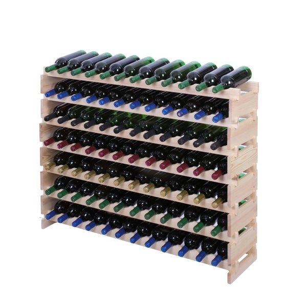 Weinregal VINOTECA FLEX PRO HxBxT 93x123x28cm 84 Flaschen auf 7 Ebenen Massives Kiefernholz Natur unbehandelt