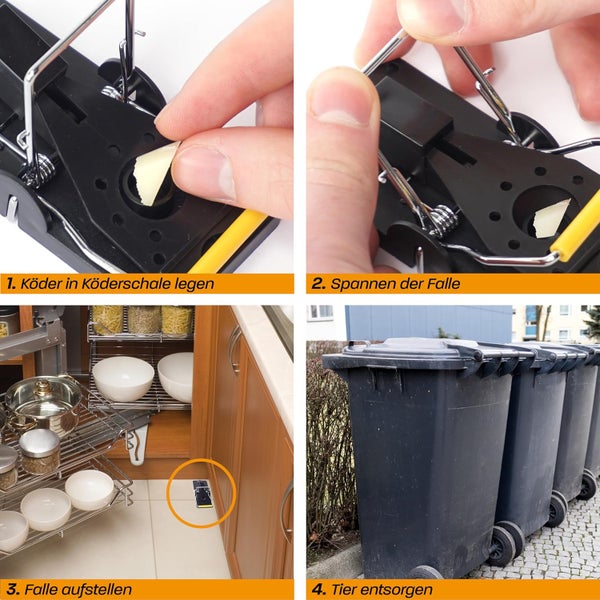 Hinrichs Mausefallen 10 Stück - Wiederverwendbare Mausefalle - Hygienische Schlagfalle Plastik