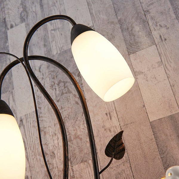 Lindby Tischlampe Stefania (Retro, Vintage Antik) in Braun aus Glas (2 flammig E14) - Tischleuchte Schreibtischlampe Nachttischlampe Wohnzimmerleuchte