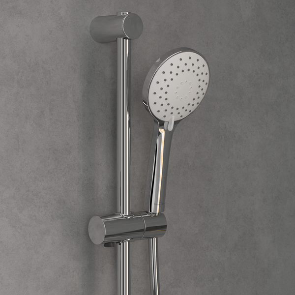 Villeroy & Boch Universal Showers Duschgarnitur, Duschgarnitur Set mit verstellbarem Handbrausehalter und Handbrause mit 3 Strahlarten, Duschsystem mit rundem Duschkopf, Chrom