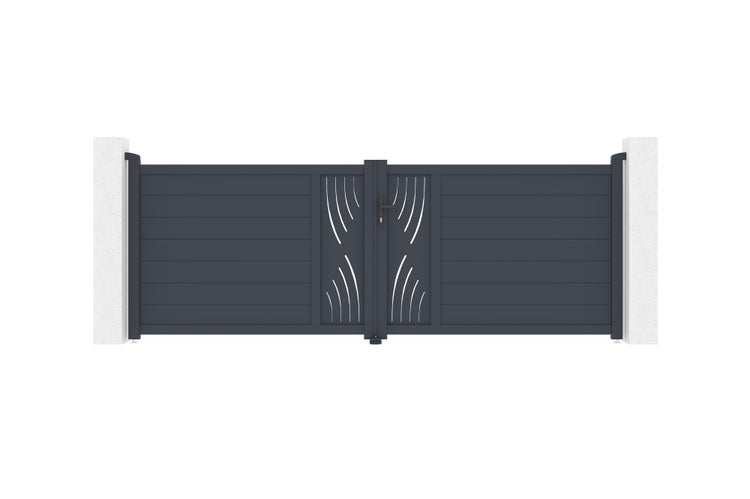 Flügeltor 3,5 m VELETA H.120 graues Aluminium