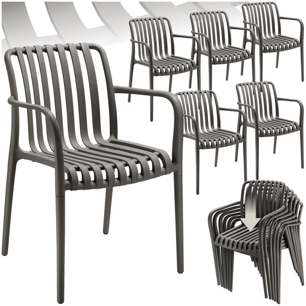 Gartenstühle tectake Alcudia 54,5 x 58 x 80,5 cm, Belastbarkeit 120 kg wetterfest und UV-beständig anthrazit