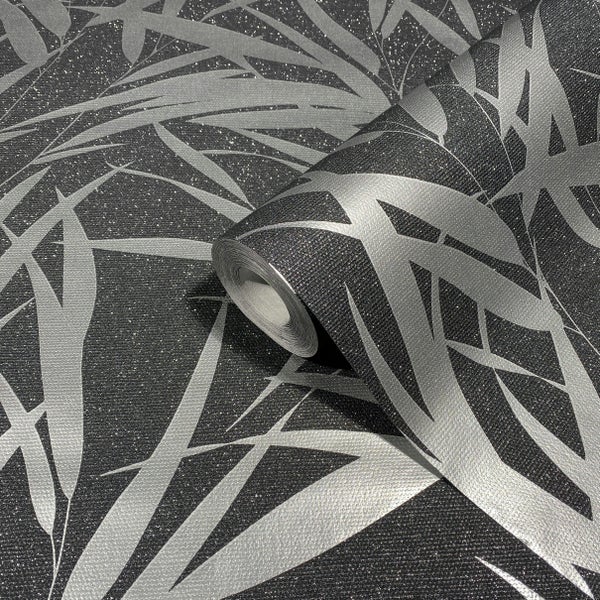 Tapete Schwarz Silber Grafisch Modern für Wohnzimmer Schlafzimmer Küche MADE IN GERMANY 10,05 x 0,53m