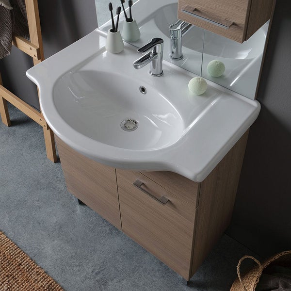 Badezimmeset bodenstehend 75 cm - Eiche natur Holzoptik | Rimini