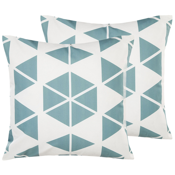 Gartenkissen 2er Set RIGOSA Geometrisches Muster 45 x 45 cm Hellblau