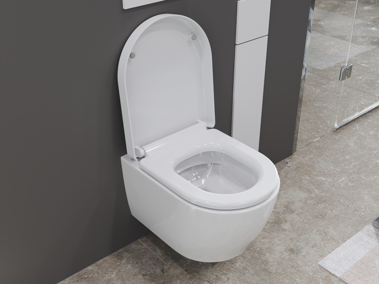 Aqua Bagno Design Hänge-WC ABWCSR001 – Spülrandlos – Keramik – mit Softclose-Sitz