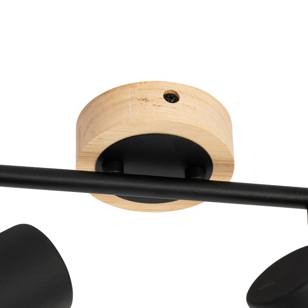 Deckenbefestigung für Strahler aus Holz und Metall in runder Form