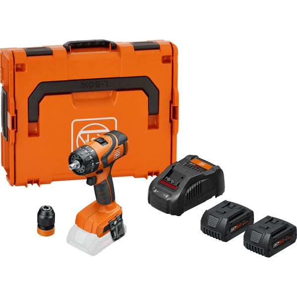 Akku-Bohrschrauber-Set mit L-Box, Ladegerät und Akkus