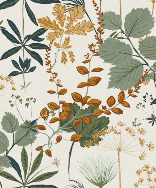 Masureel Tapete Blumen Beige und Grün - 53 cm x 10.05 m - 632000