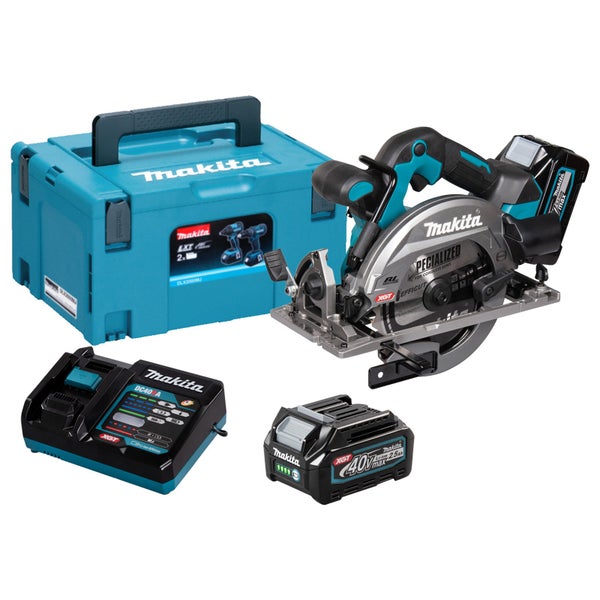 Makita HS012GD201 Akku-Handkreissäge 57 mm XGT 40 V Ø 165 mm / 2x 2,5 Ah Akku + Ladegerät im Makpac