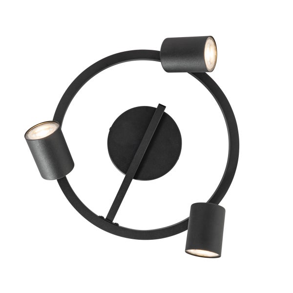 Schwarze Deckenleuchte mit drei Strahlern