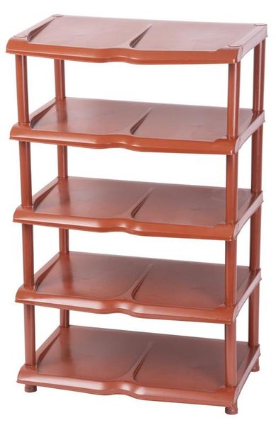 PROREGAL Kunststoffschuhregal Oxford 5 Ebenen HxBxT 86x48x30,5cm Braun
